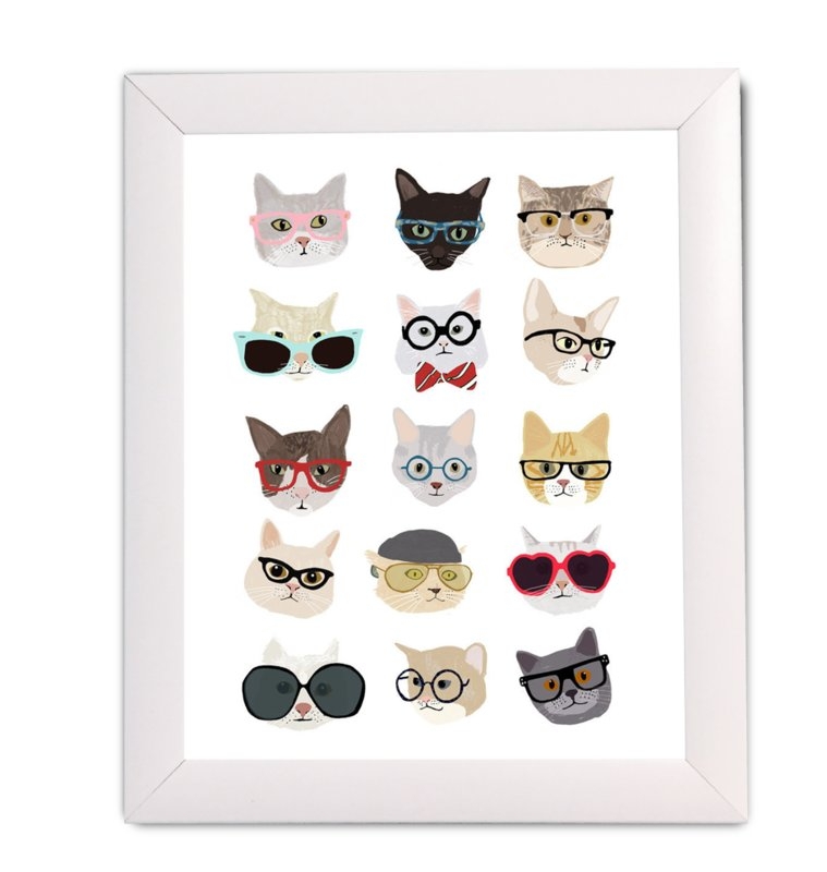 'Cats with Glasses' by Hanna Melin Framed Graphic Art - Image 0