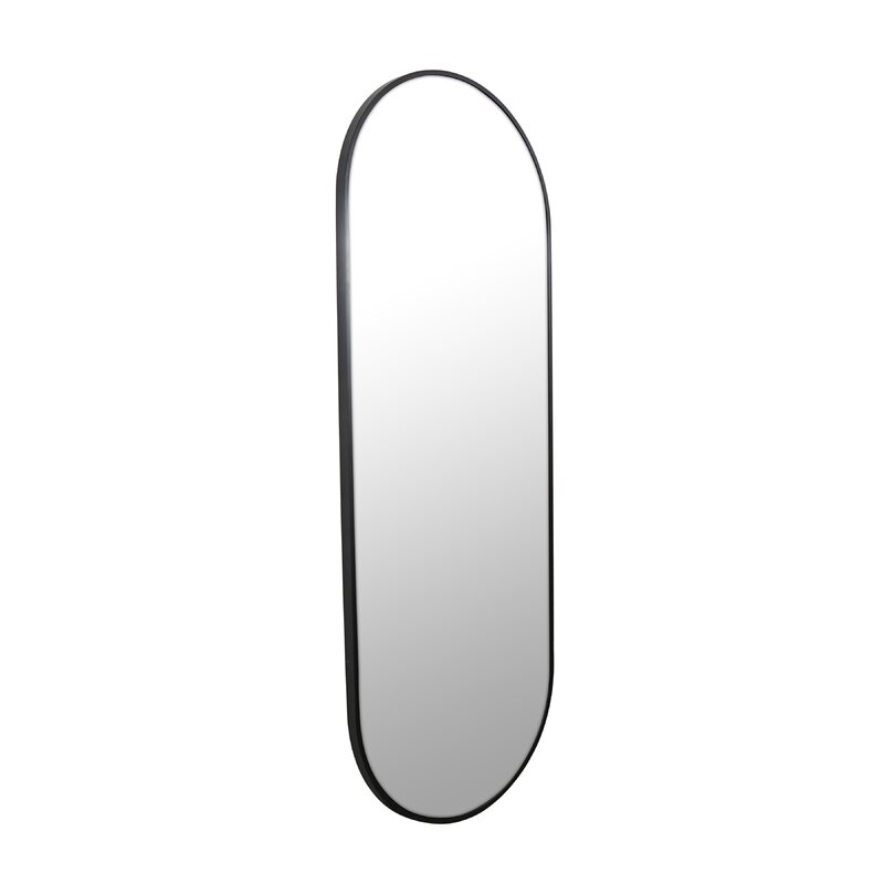 Pill Shape Black  Stainless Steel Framed Mirror - Image 1