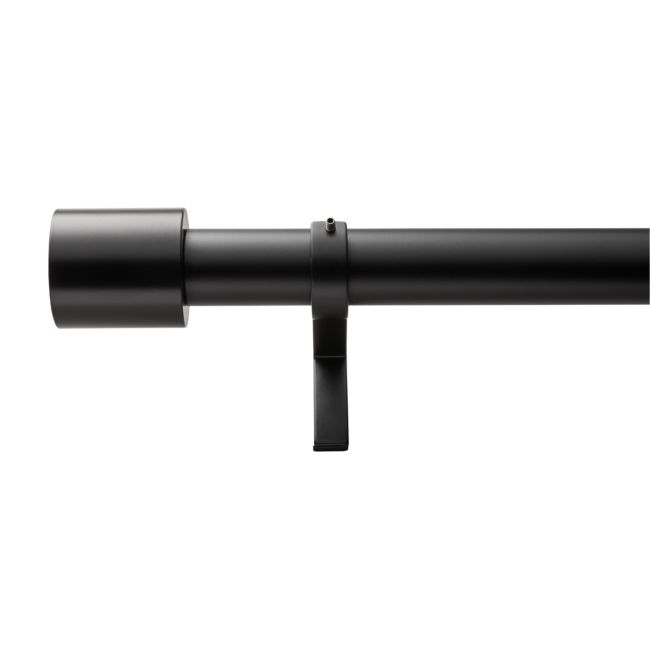 Matte Black Cap Finial Curtain Rod Set 28"-48"x1.25"Dia. - Image 0