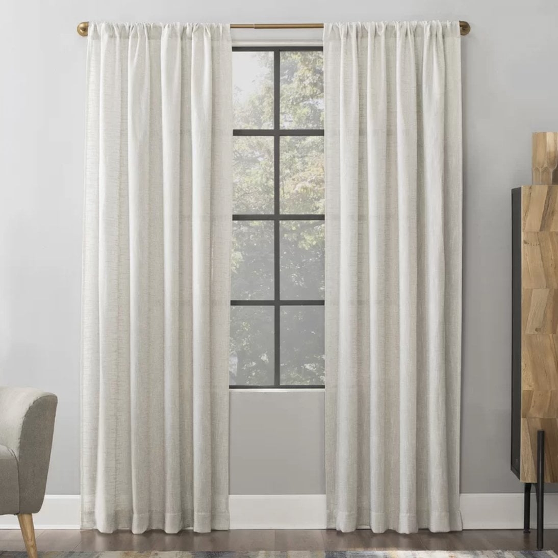 Wallis Solid Sheer Rod Pocket Single Curtain Panel - Image 0