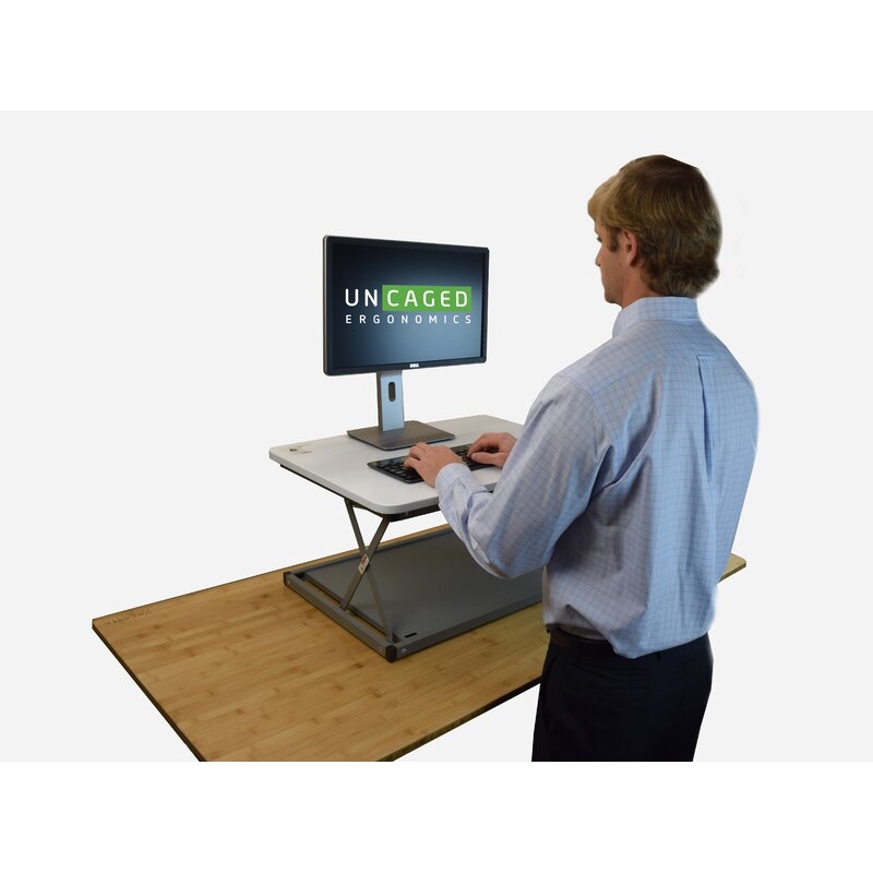 Change Desk Mini Standing Desk Converter, White/Gray - Image 3