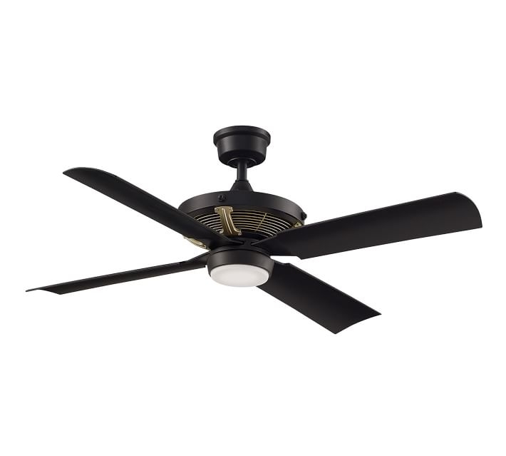 52" Pickett Indoor/Outdoor Ceiling Fan, Black/Satin Brass - Image 0