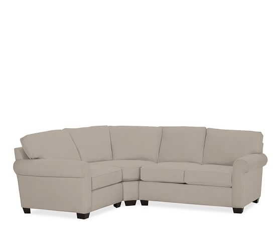Buchanan Roll Arm Upholstered Curved 3-Piece Sectional With Wedge, Polyester Wrapped Cushions, Performance Twill, stone - Image 0
