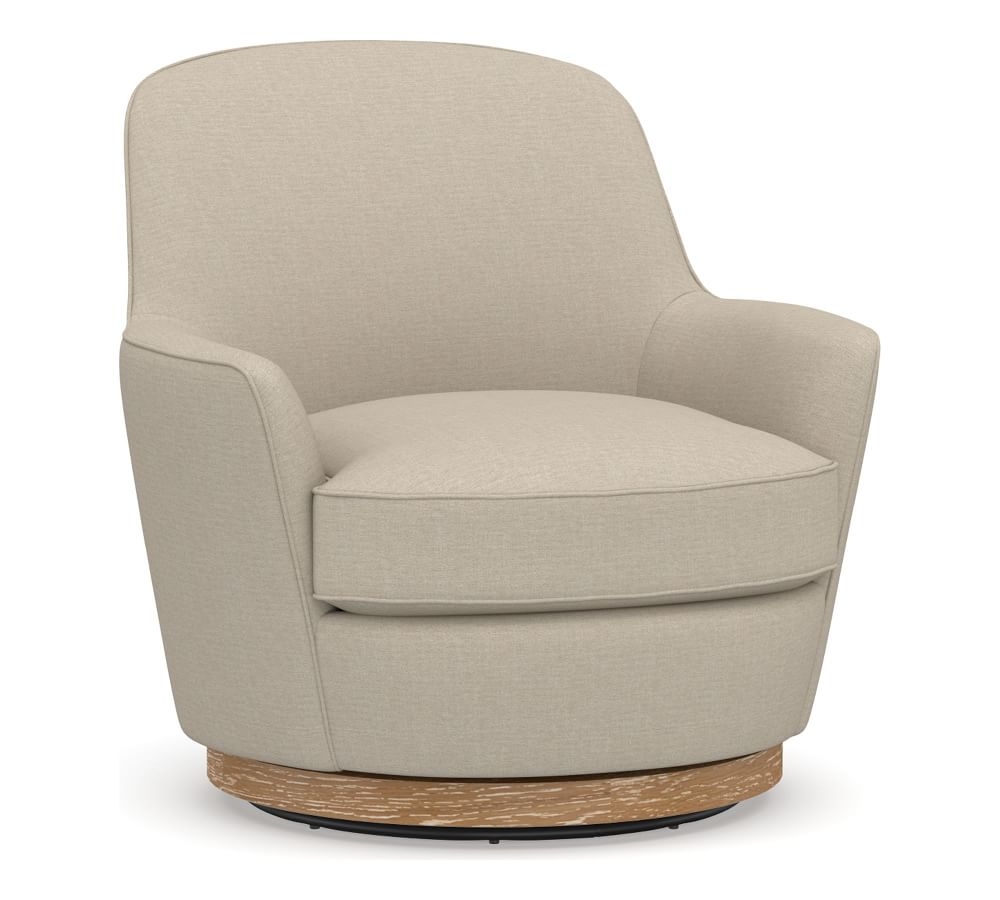 Larkin Upholstered Swivel Armchair, Polyester Wrapped Cushions, Brushed Crossweave Natural - Image 0
