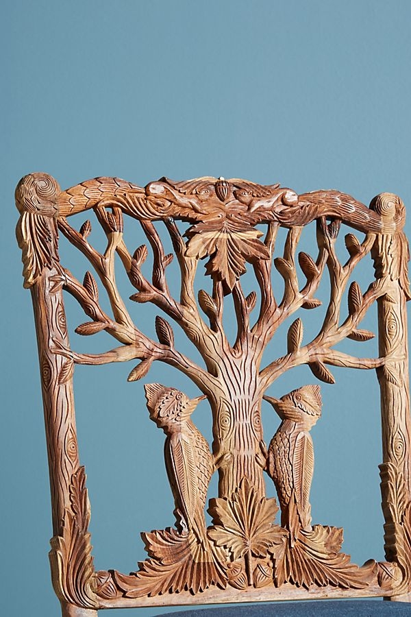 Handcarved Menagerie Woodpecker Dining Chair - Image 3