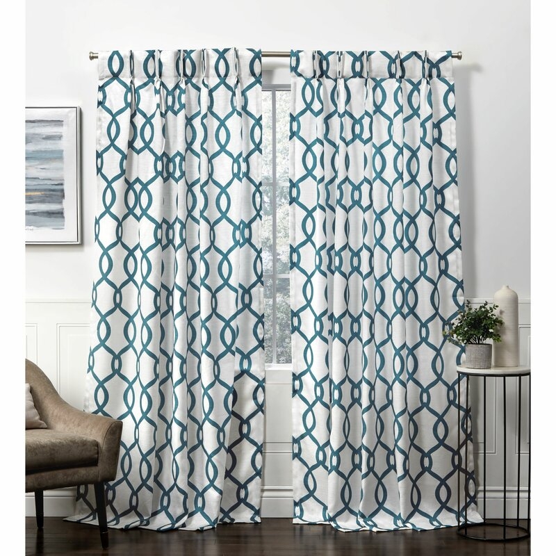 Block Linen Geometric Semi-Sheer Rod Pocket Curtain Panels (Set of 2) - 96" L - Image 0