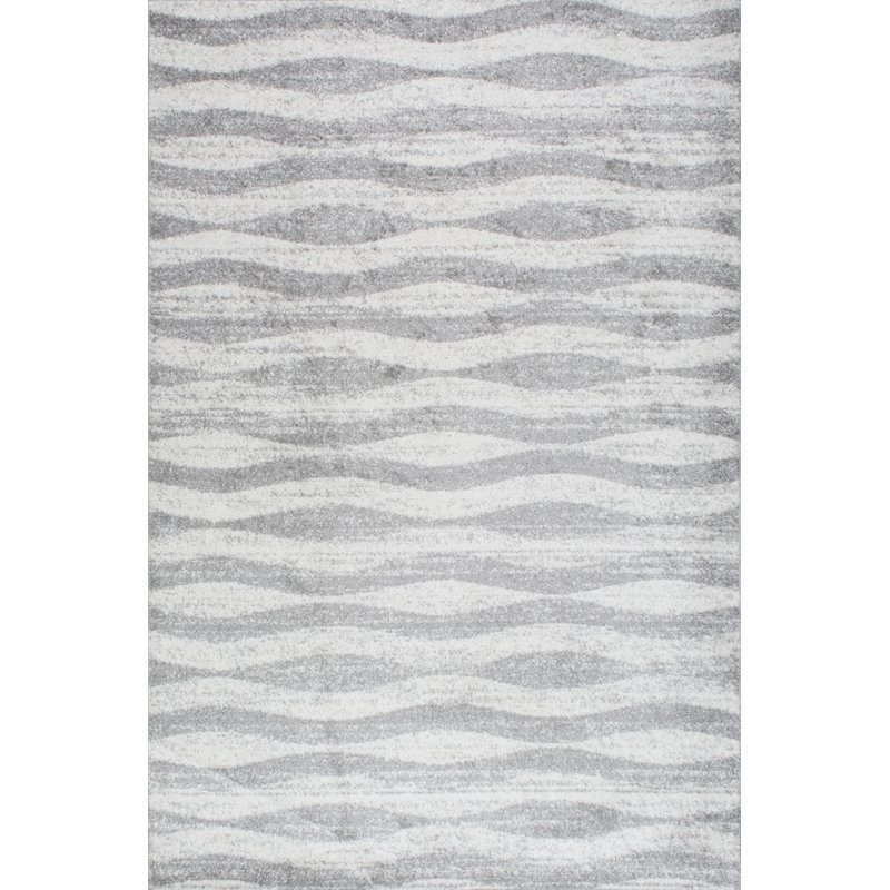 Lada Abstract Waves Gray/White Area Rug - Image 0