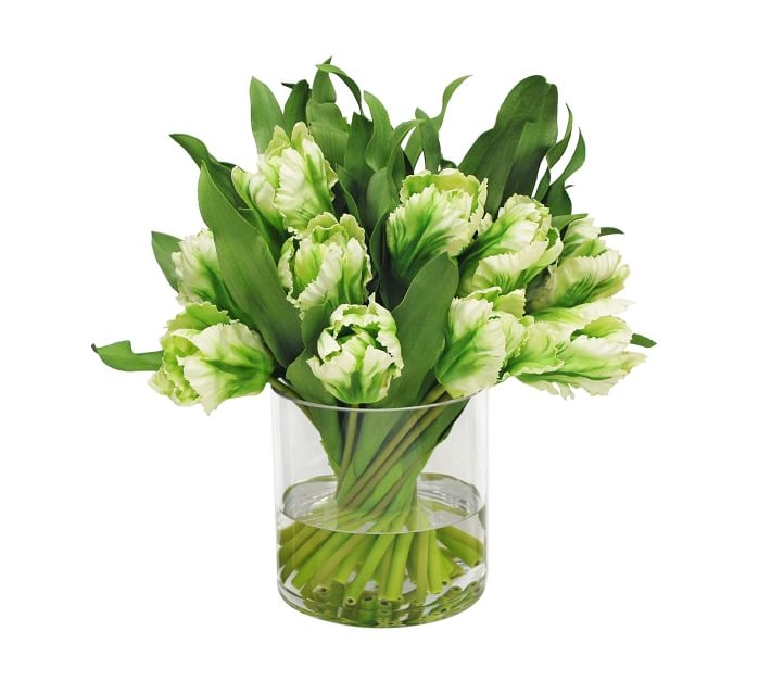 Faux Tulip In Clear Cylinder Vase - Image 0