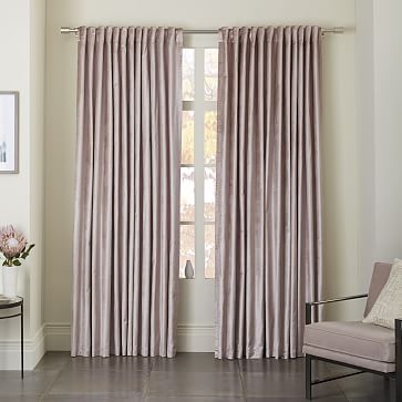 Cotton Luster Velvet Curtain, Dusty Blush, 48"x96", Individual, Unlined - Image 0