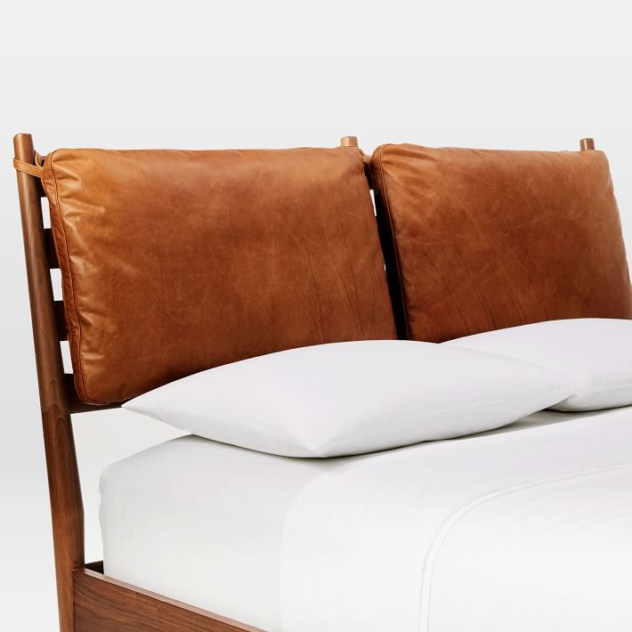 Arne Bed & Leather Cushion, King, Walnut - Image 4