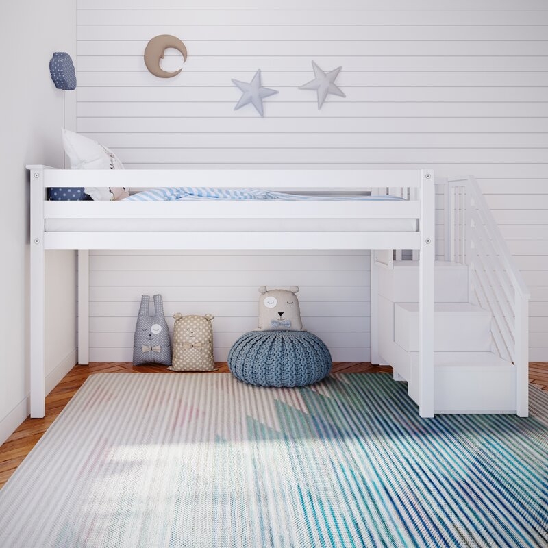 Twin-Size Low Loft Bed With Staircase - Image 2