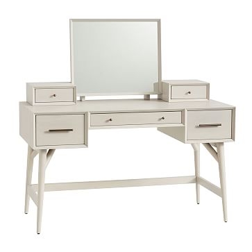 Mid-Century Standard Desk Vanity, Pebble - Image 1