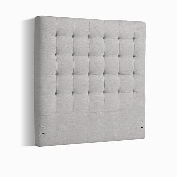 Grid Tufted Headboard - 60", King, Chenille Tweed, Frost Gray - Image 1