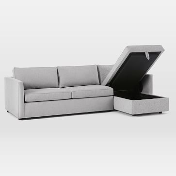 Harris Sectional Set 05: Left Arm 65" Sofa, Right Arm Storage Chaise, Poly, Heathered Crosshatch, Natural, - Image 2