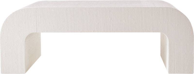 Horseshoe White Lacquered Linen Coffee Table - Image 3