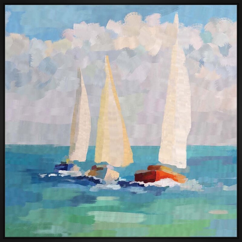 JBass Grand Gallery Collection The Three Boats - Picture Frame Painting on Canvas - Image 0
