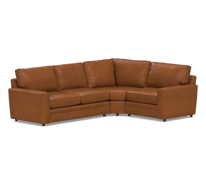 Pearce Square Arm Leather 3-Piece Sectional with Wedge - Image 0