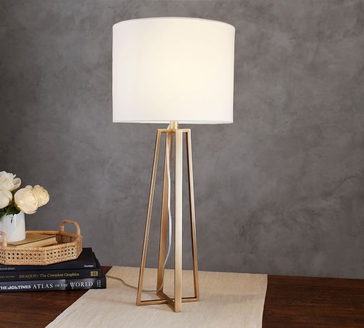 Carter Table Lamp, Champange Brass with Ivory Shade - Image 2
