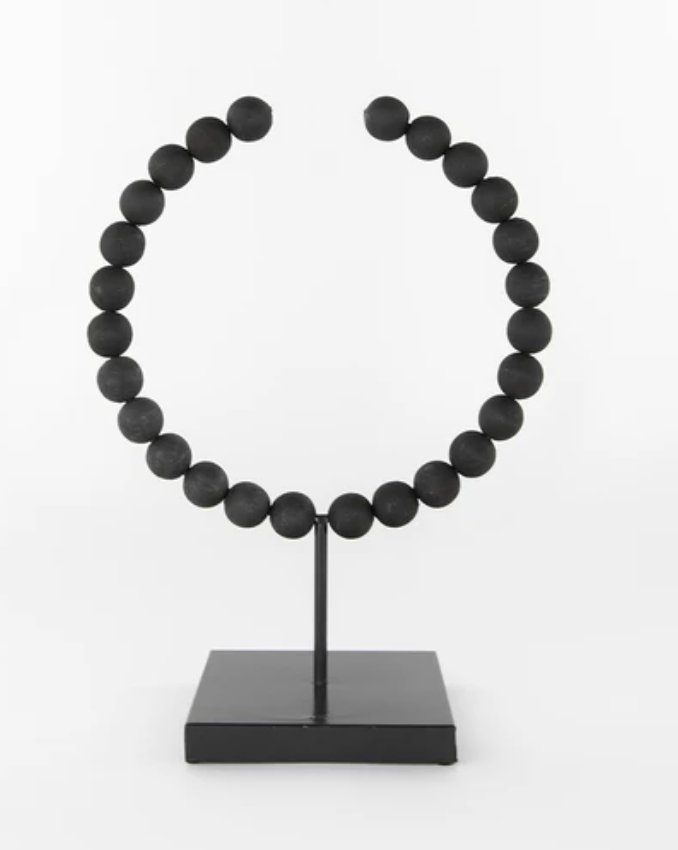 Wooden Semi-Circle Object, Black, Large - Image 0