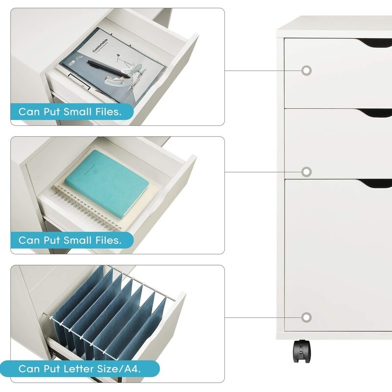 3-Drawer Mobile Lateral Filing Cabinet - Image 2