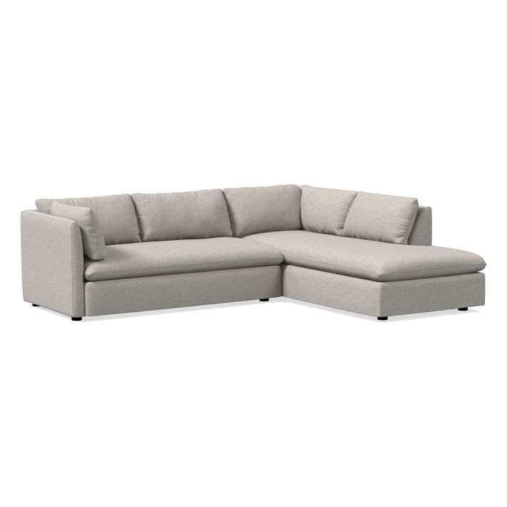 Shelter Sectional Set 01: Left Arm Sofa, Right Arm Terminal Chaise, Poly, Chunky Basketweave, Stone - Image 0