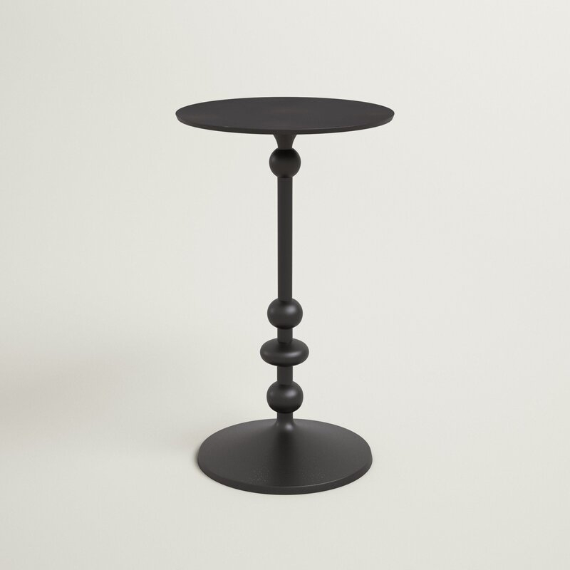 Derrell Iron Pedestal End Table, Black - Image 0