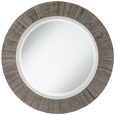 Allie Gray and Antique Silver 34" Round Wall Mirror - Image 0