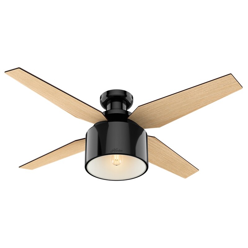 52" Cranbrook 4 -Blade LED Flush Mount Ceiling Fan with Remote Control and Light Kit Included - Image 0