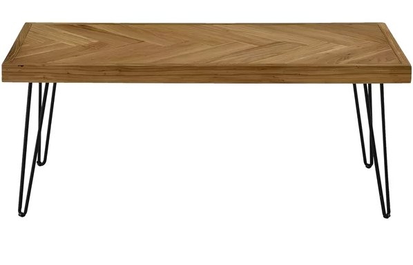 Modern Hairpin Legs Design Wooden Coffee Table - Textured Wood - Image 1