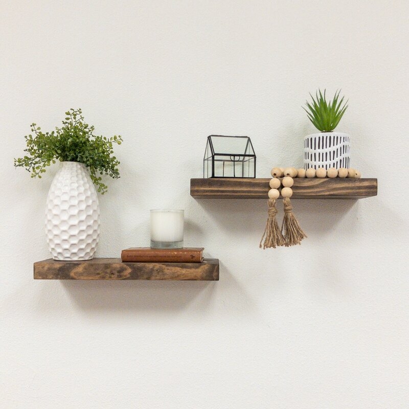 Evonne 2 Piece Solid Wood Pine Floating Shelf (Set of 2) - Image 0