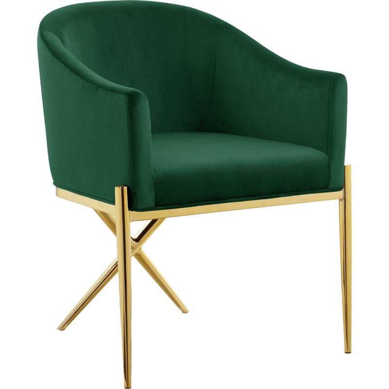 Cesar Upholstered Dining Chair - Green, Gold - Image 0