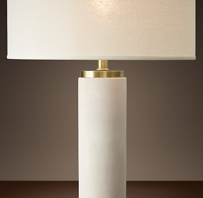 CYLINDRICAL COLUMN LIMESTONE TABLE LAMP - Image 1