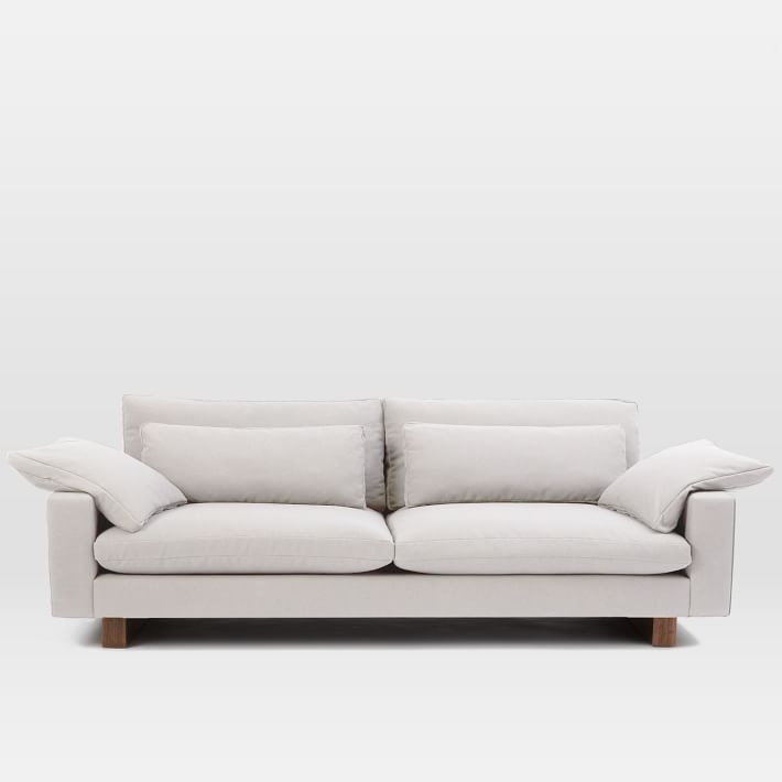 Harmony 92" Sofa, Down Blend, Eco Weave, Alabaster, Walnut - Image 5