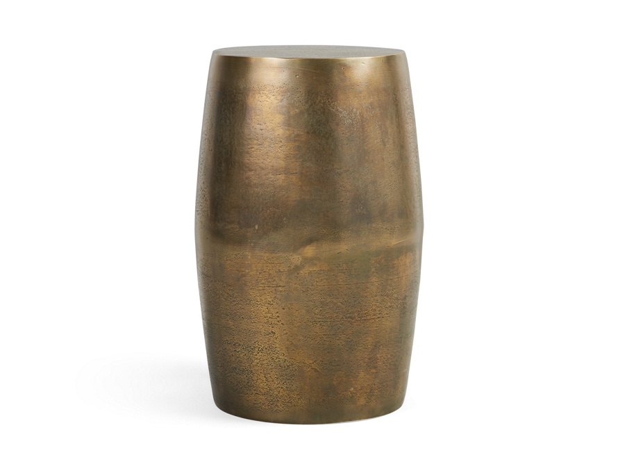 Hammered Drum End Table in Metal Brass - Image 0