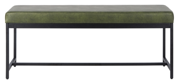 Chase Faux Leather Bench - Dark Green - Safavieh - Image 0