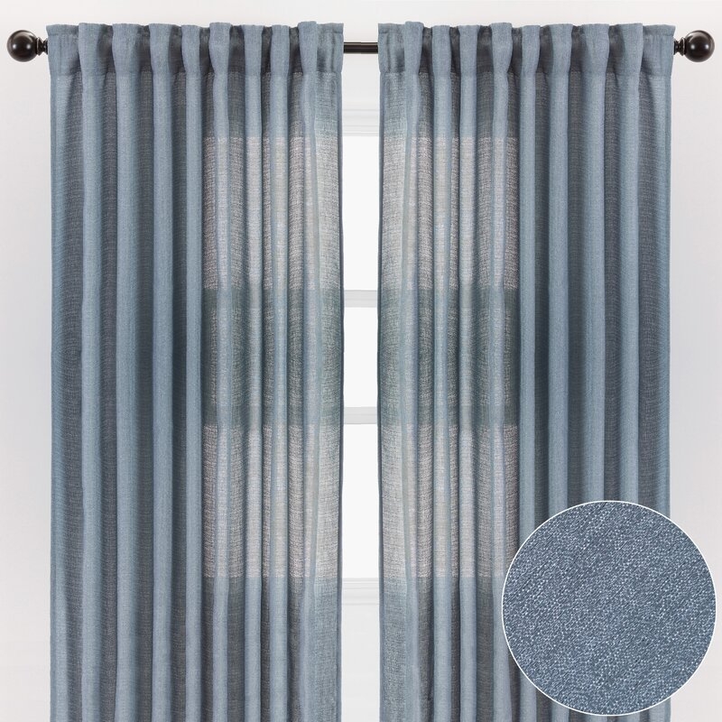 Moller Flax Textured Solid Semi-Sheer Rod Pocket Curtain Panels (Set of 2) - Image 0