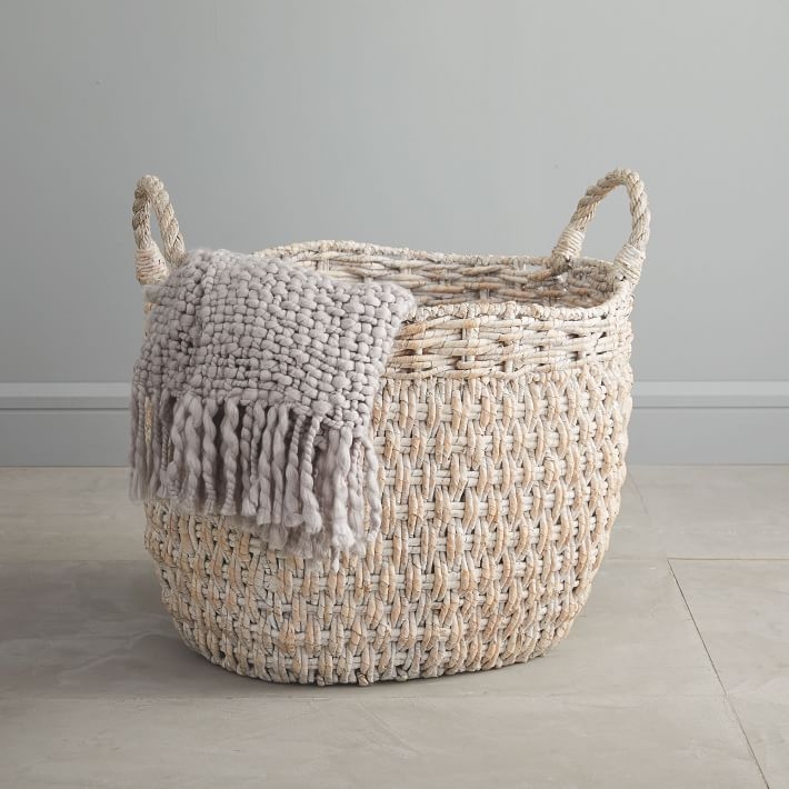 Oversized Seagrass Basket, Whitewashed - Image 0