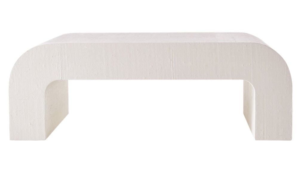 HORSESHOE IVORY LACQUERED LINEN COFFEE TABLE - Image 0