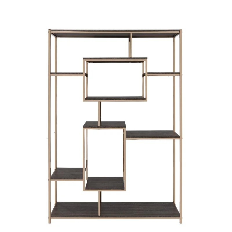 Scaola 72'' H x 16'' W Metal, Wood Geometric Bookcase - Image 2