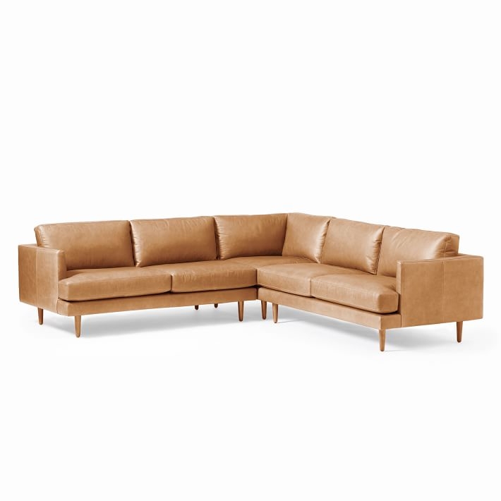 Haven Loft Set 03: Left Arm Sofa, Corner, Right Arm Sofa, Trillium, Saddle Leather, Nut, Pecan - Image 0