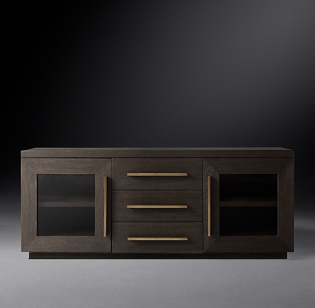 MACHINTO GLASS DOUBLE-DOOR MEDIA CONSOLE WITH DRAWERS - Image 0