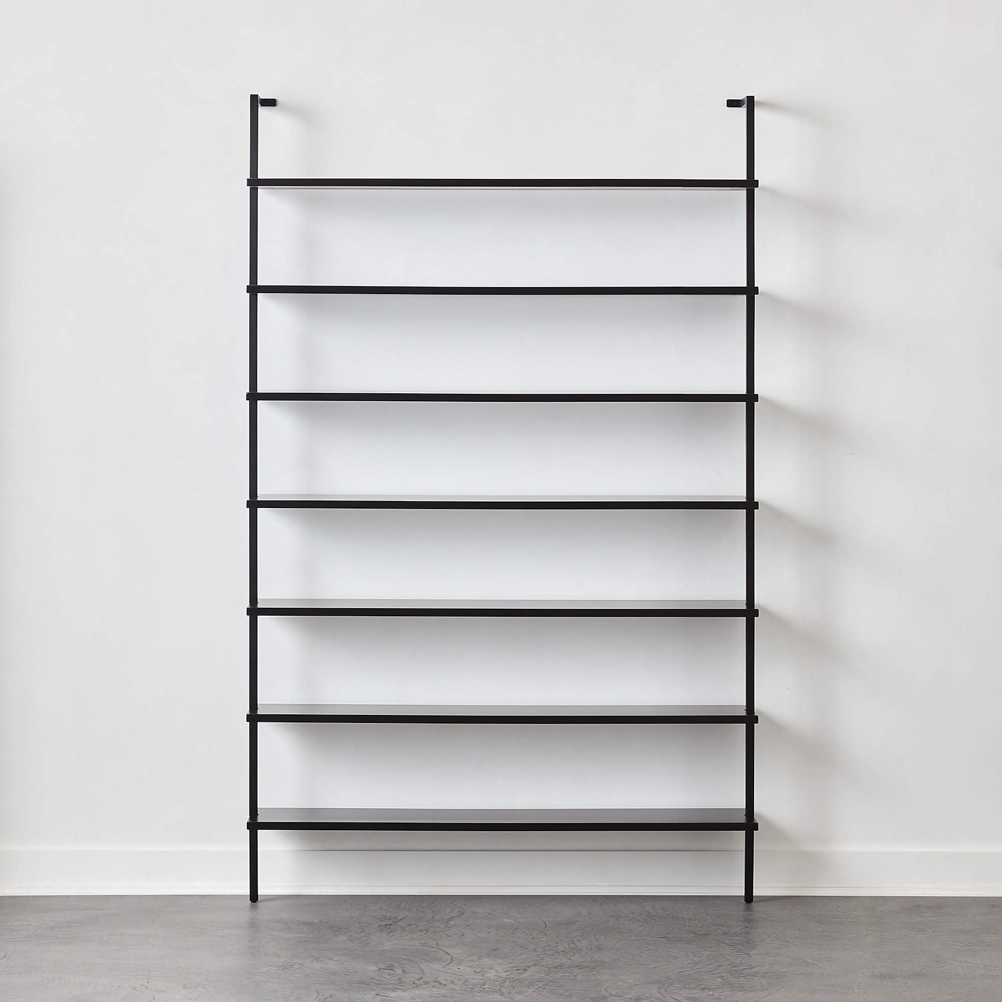 Stairway Wide Black Metal Wall Mount Bookshelf 96'' - Image 0