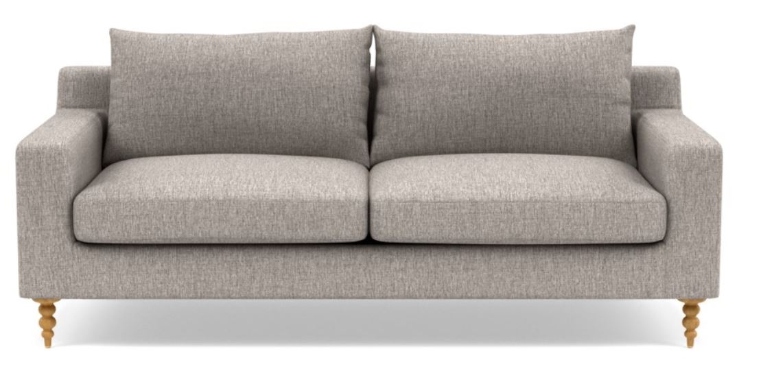 SLOAN Fabric Sofa, Earth, 83", Natural Oak turned wood leg - Image 0
