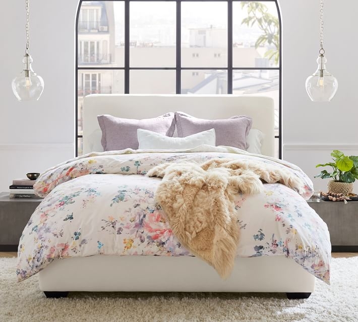 Big Sur Upholstered Bed, King, Basketweave Slub Ivory - Image 1