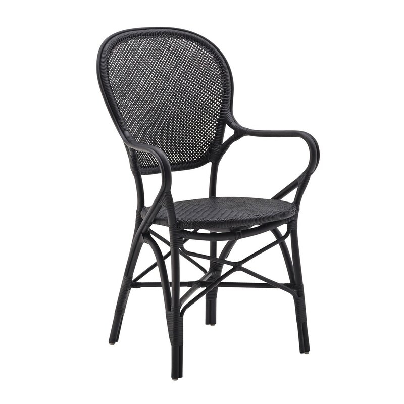 Ojas Stacking Patio Dining Chair- black - Image 0