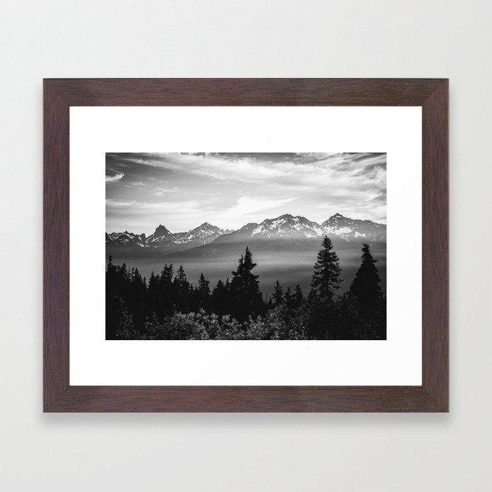 Morning in the Mountains Black and White Framed Art Print - Image 0