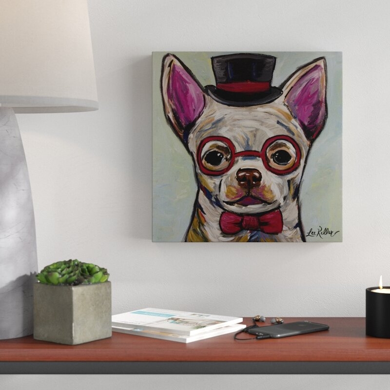 'Chihuahua Glasses New' Acrylic Painting Print on Wrapped Canvas - Image 0
