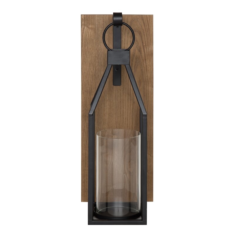 Wood and Metal Wall Sconce Rustic Brown - Image 2