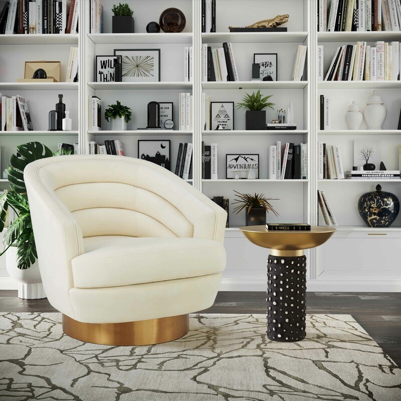 Pigott Cream Velvet Swivel Chair - Image 1