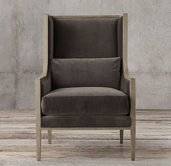 French Contemporary Slope Wingback Chair - Image 1